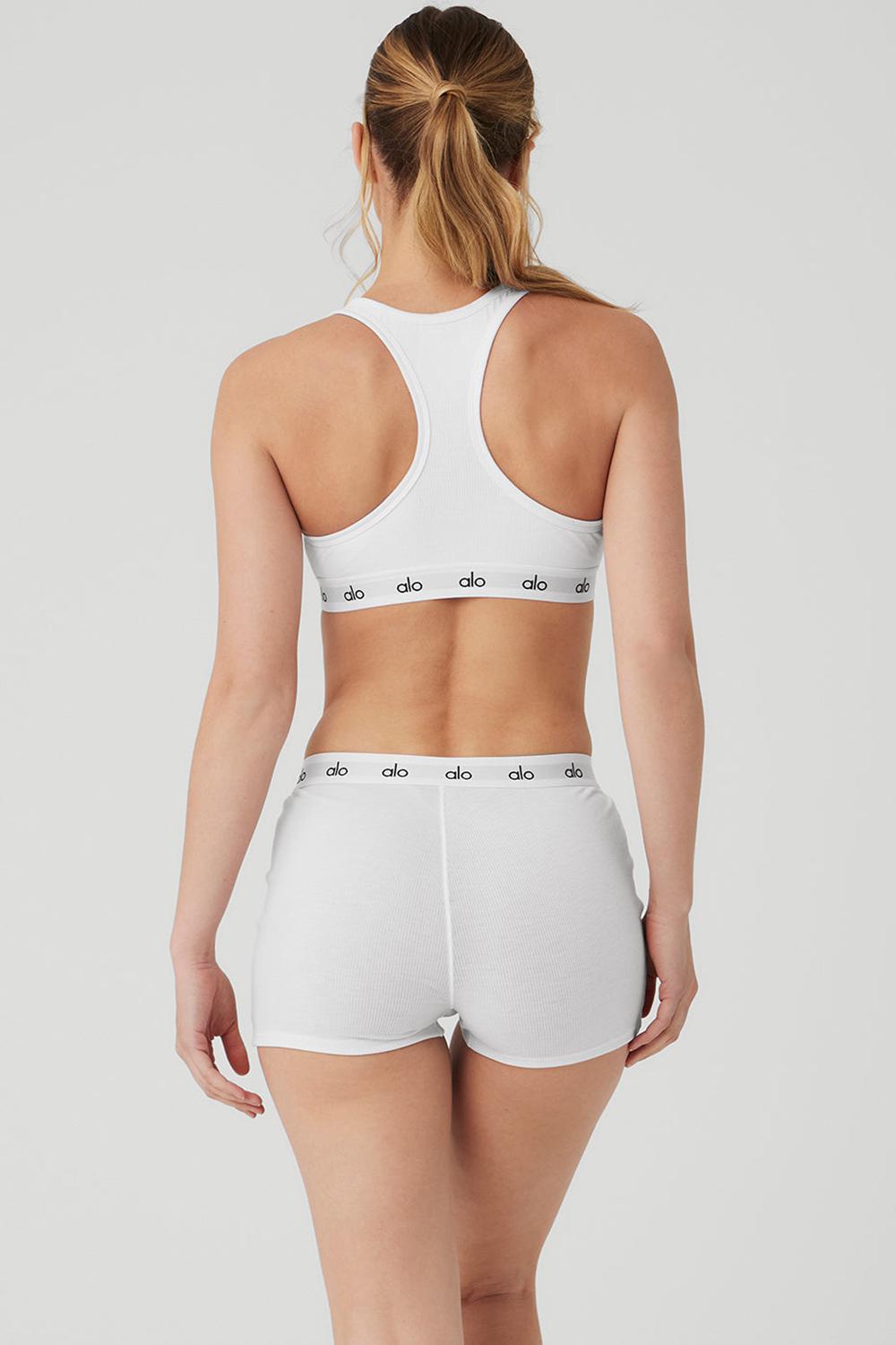 Sujetador Deportivo Alo Yoga Icon Ribbed Henley Mujer Blancos | Mexico  YIO-634015