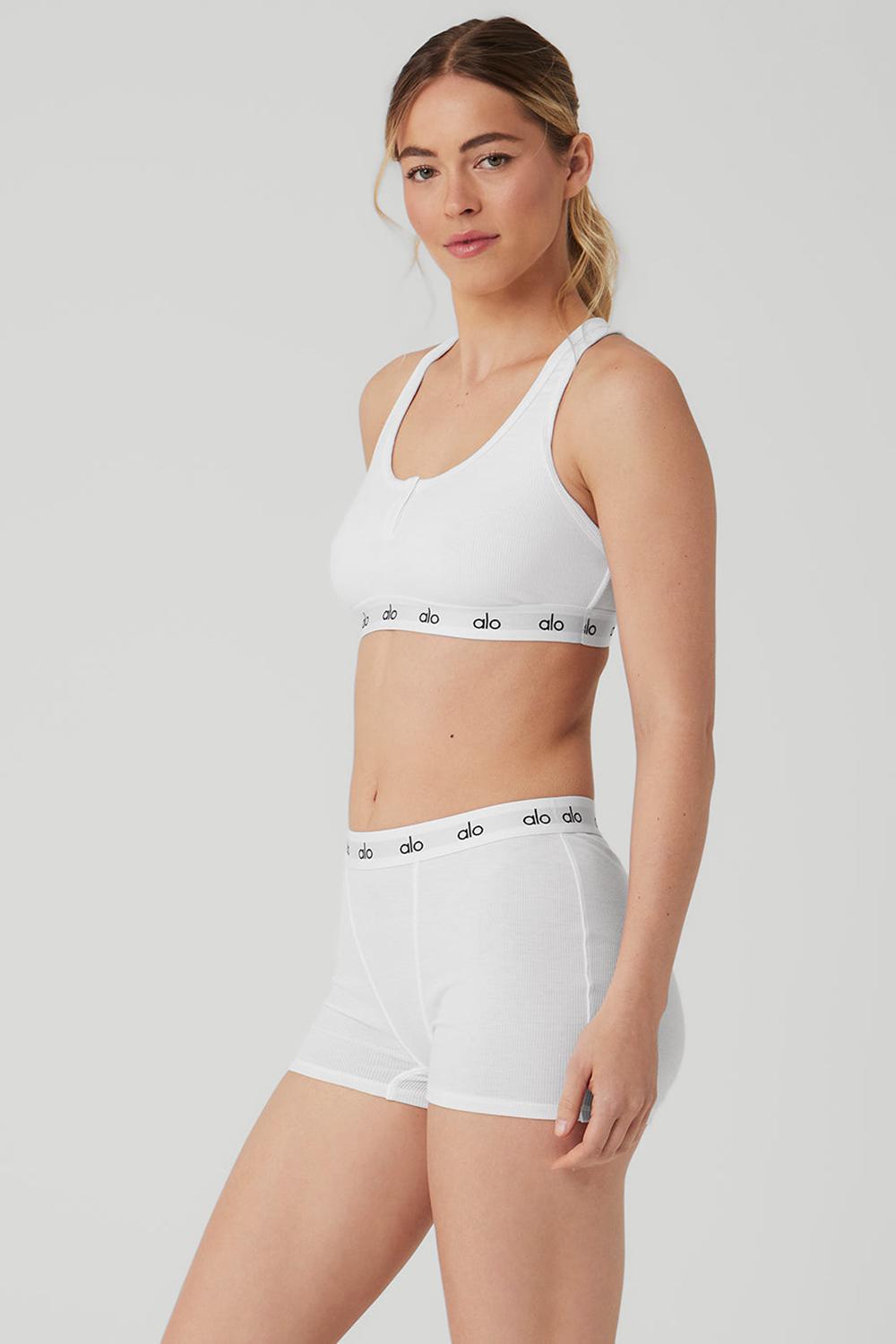 Sujetador Deportivo Alo Yoga Icon Ribbed Henley Mujer Blancos | Mexico  YIO-634015