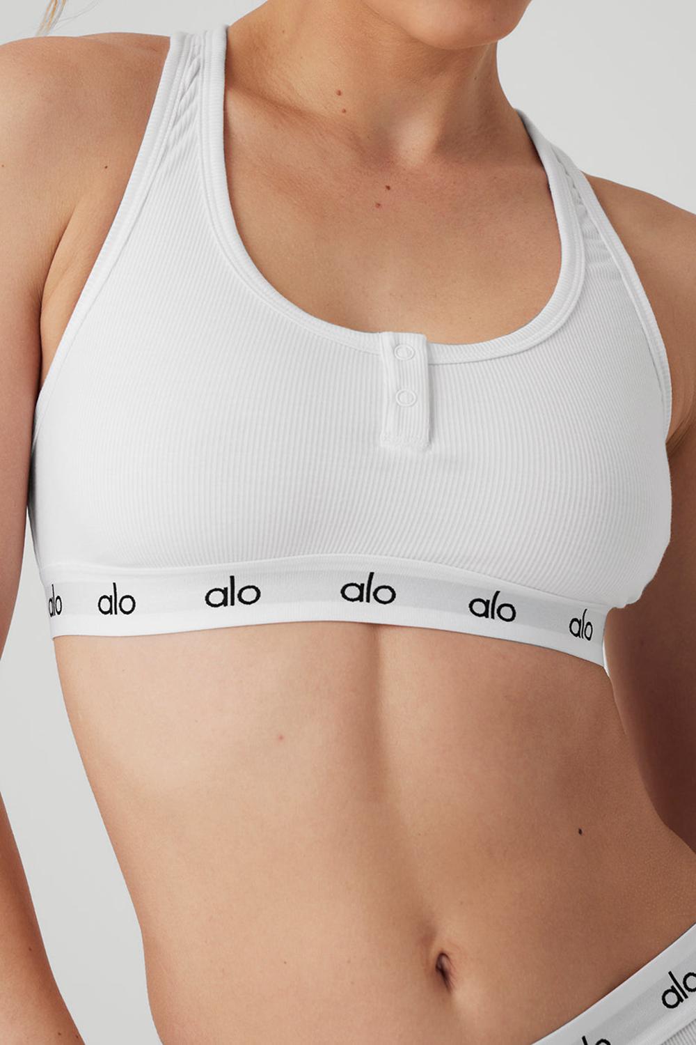 Sujetador Deportivo Alo Yoga Icon Ribbed Henley Mujer Blancos | Mexico  YIO-634015