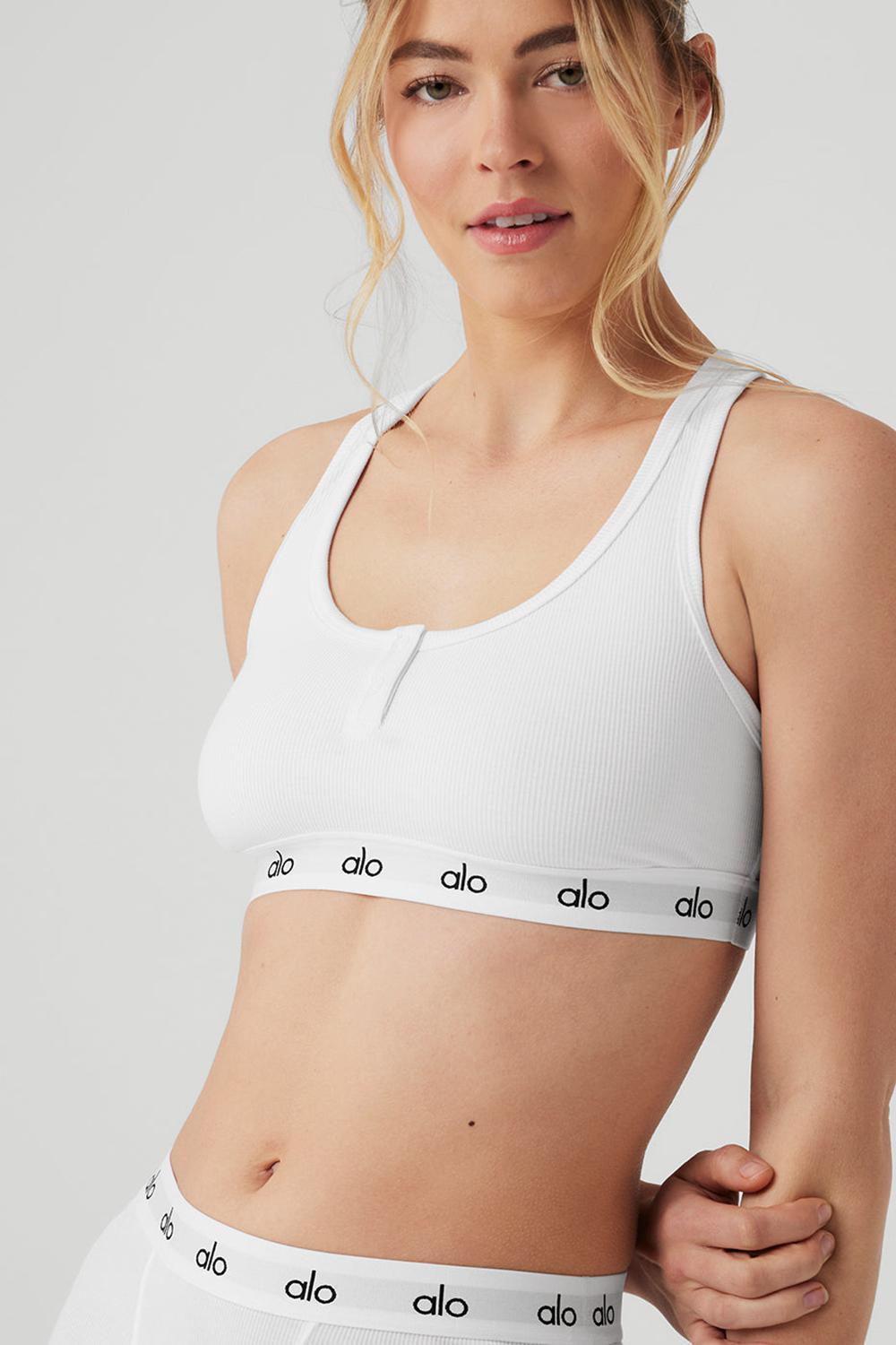 Sujetador Deportivo Alo Yoga Icon Ribbed Henley Mujer Blancos | Mexico  YIO-634015