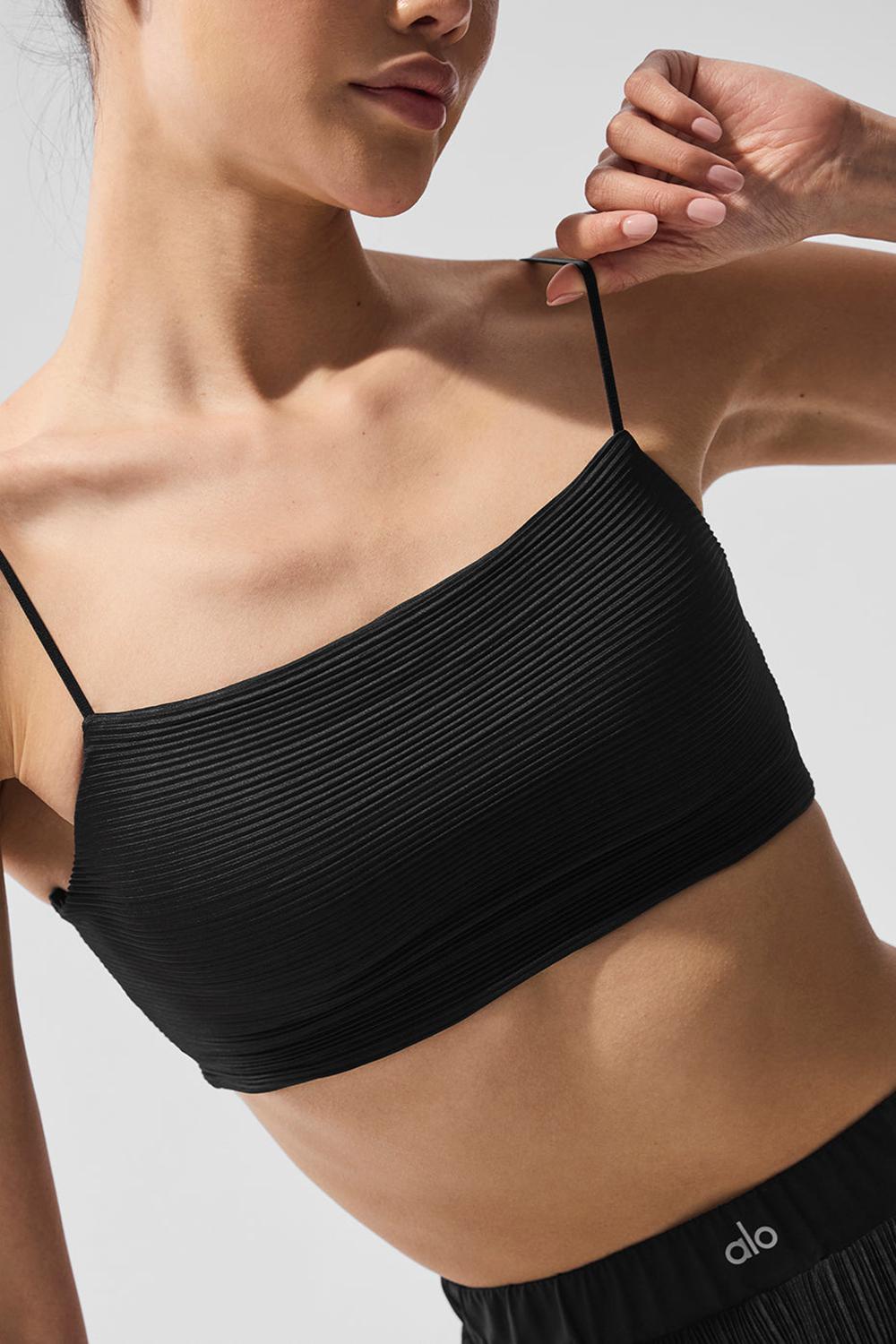 Sujetador Deportivo Alo Yoga Micro Plisse Game On Mujer Negros | Mexico  SLX-623847