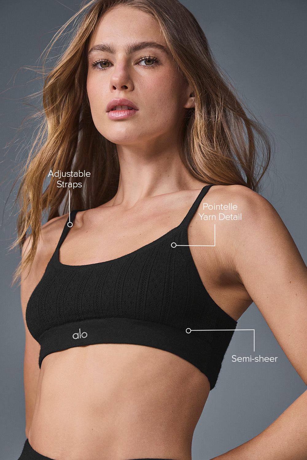 Sujetador Deportivo Alo Yoga Pointelle Sweater Be Mine Mujer Negros | Mexico  GHC-602847