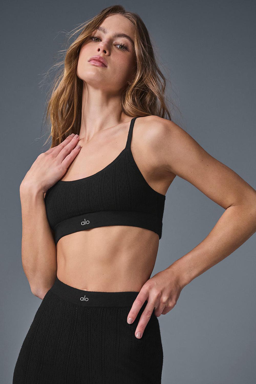 Sujetador Deportivo Alo Yoga Pointelle Sweater Be Mine Mujer Negros | Mexico  GHC-602847