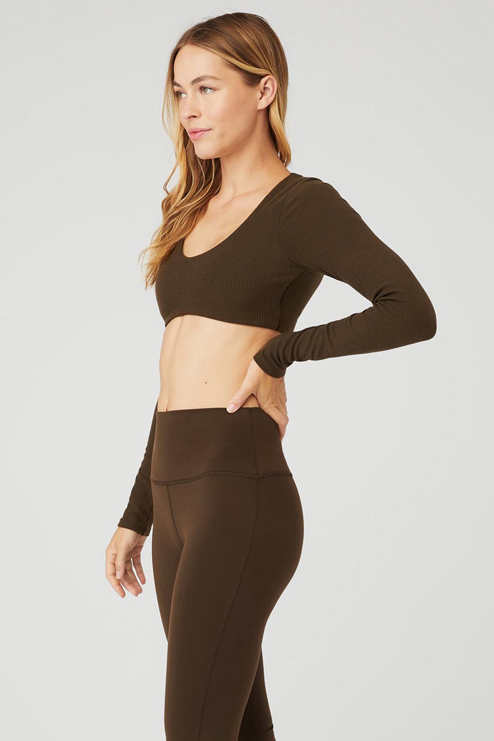 Sujetador Deportivo Alo Yoga Ribbed Defined Long Sleeve Mujer Espresso | Mexico  XYR-058193