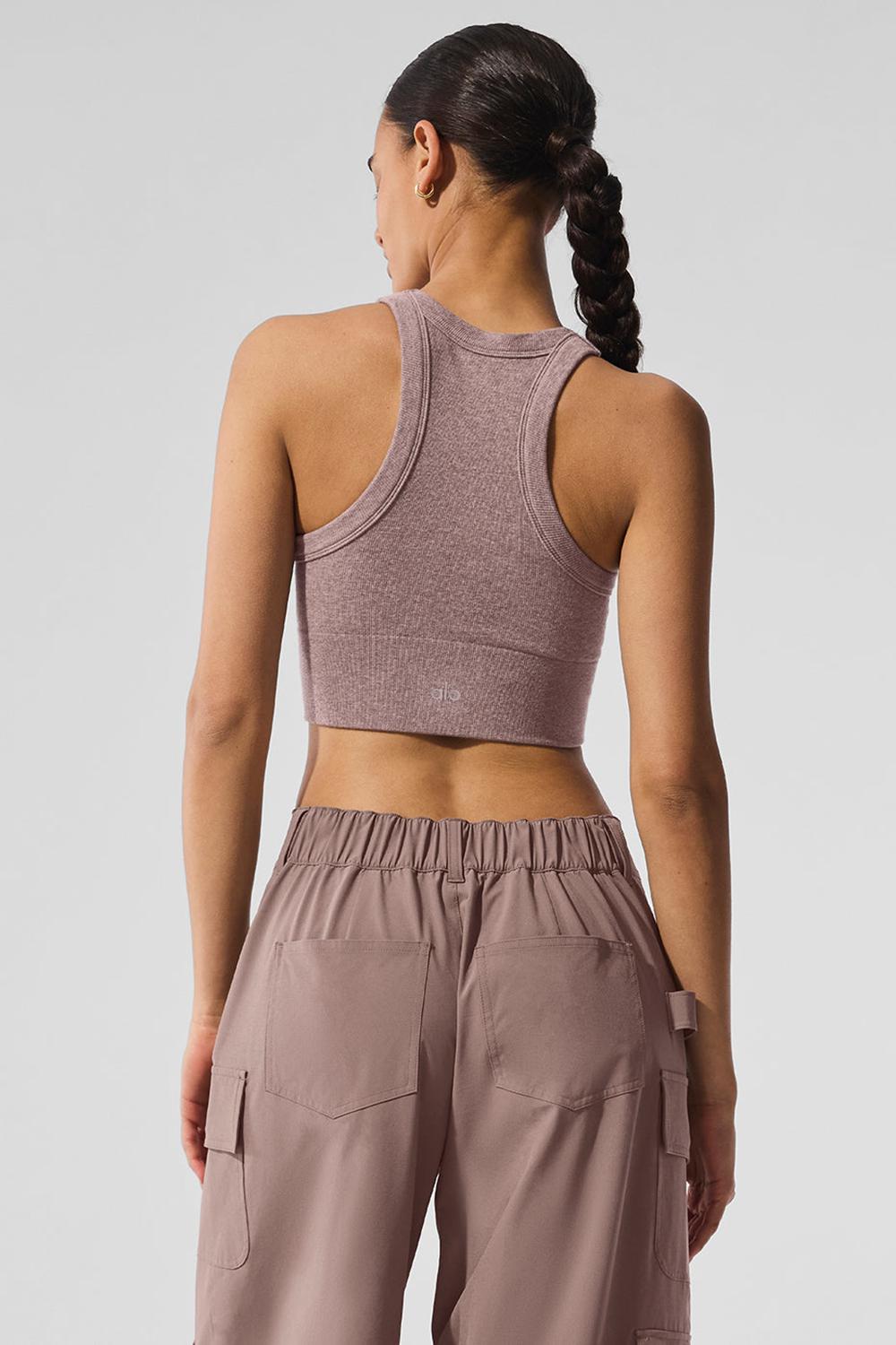 Sujetador Deportivo Alo Yoga Seamless Delight High Neck Mujer Mushroom Heather | Mexico  SQF-204391