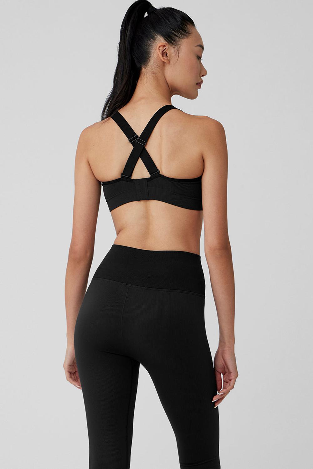 Sujetador Deportivo Alo Yoga Seamless Ribbed Favorite Mujer Negros | Mexico  YXU-012385