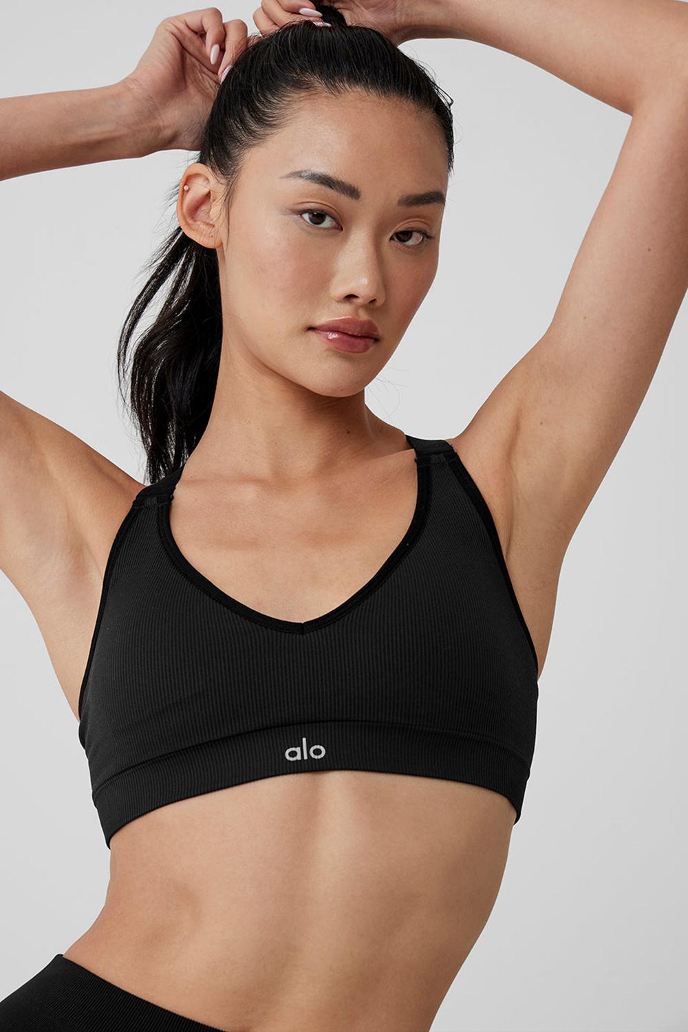 Sujetador Deportivo Alo Yoga Seamless Ribbed Favorite Mujer Negros | Mexico  YXU-012385