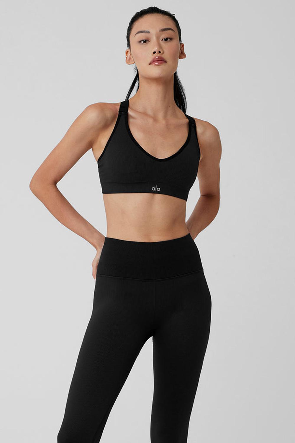 Sujetador Deportivo Alo Yoga Seamless Ribbed Favorite Mujer Negros | Mexico  YXU-012385