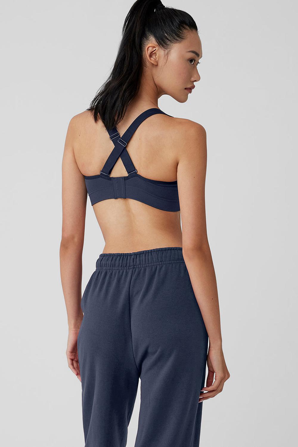 Sujetador Deportivo Alo Yoga Seamless Ribbed Favorite Mujer Azul Marino | Mexico  HXV-825390