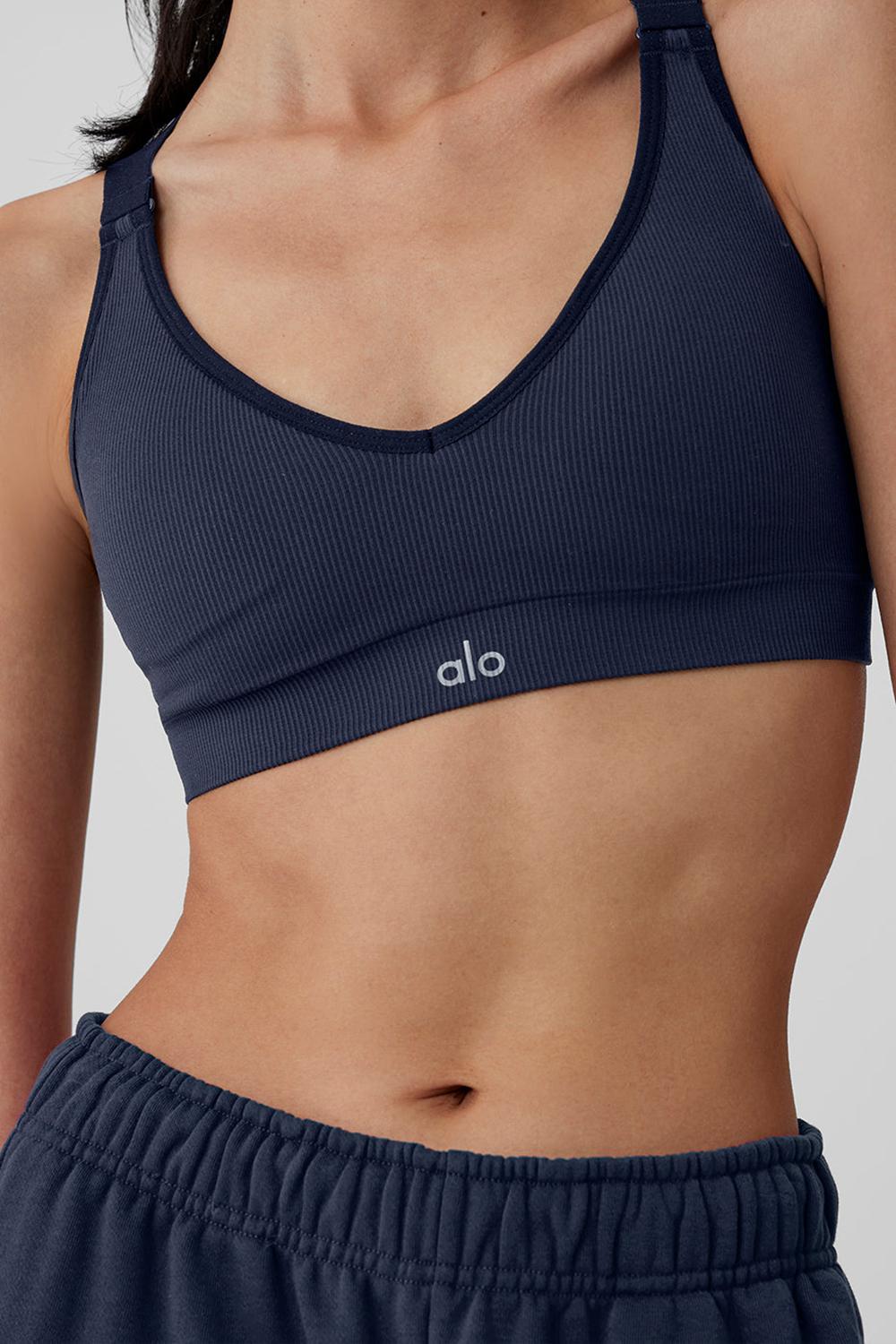 Sujetador Deportivo Alo Yoga Seamless Ribbed Favorite Mujer Azul Marino | Mexico  HXV-825390