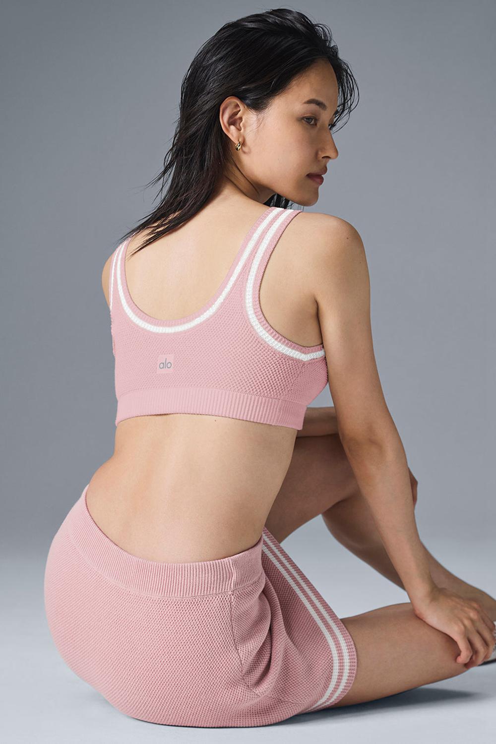 Sujetador Deportivo Alo Yoga Tennis Club Sweater Knit Mujer Rosas Blancos | Mexico  LFT-810692