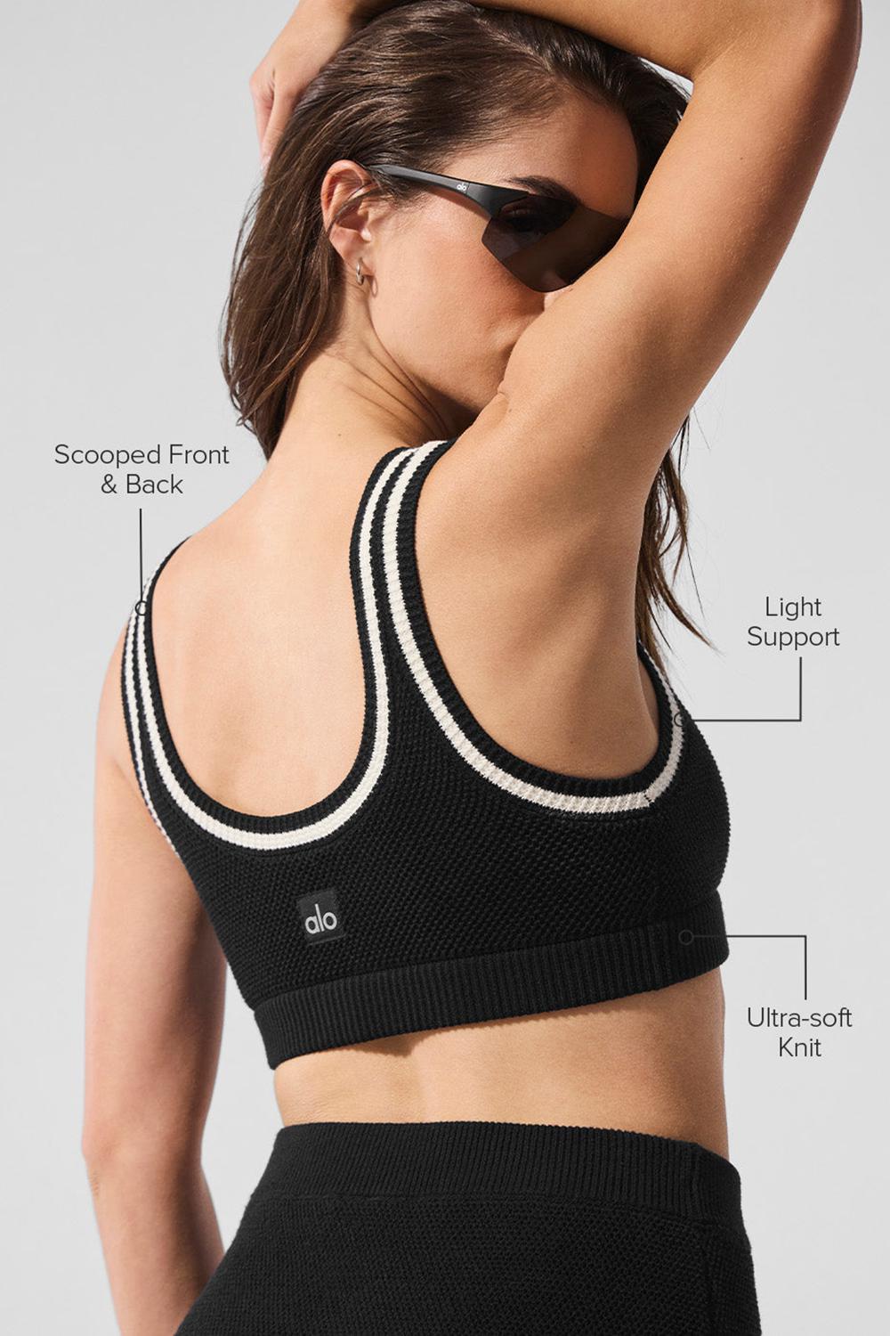 Sujetador Deportivo Alo Yoga Tennis Club Sweater Knit Mujer Negros | Mexico  CFO-573920