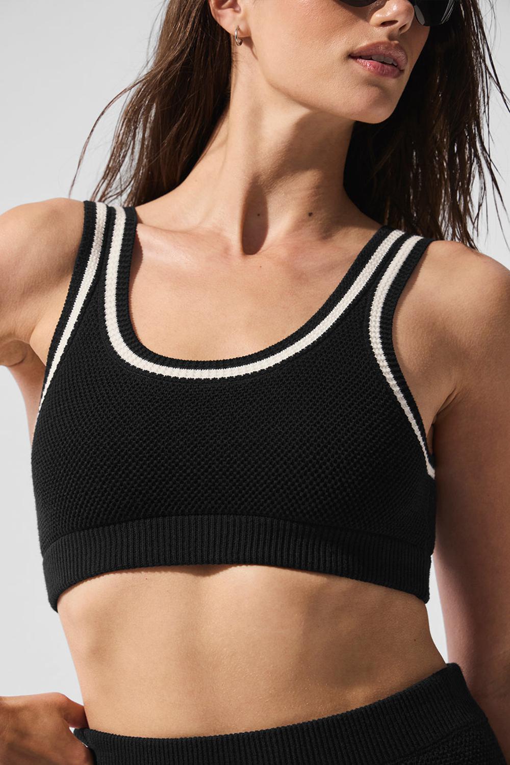 Sujetador Deportivo Alo Yoga Tennis Club Sweater Knit Mujer Negros | Mexico  CFO-573920