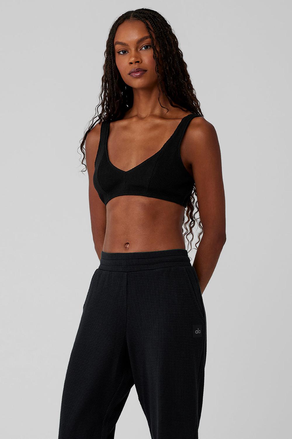 Sujetador Deportivo Alo Yoga Waffle Weekend Escape Mujer Negros | Mexico  HDS-319267