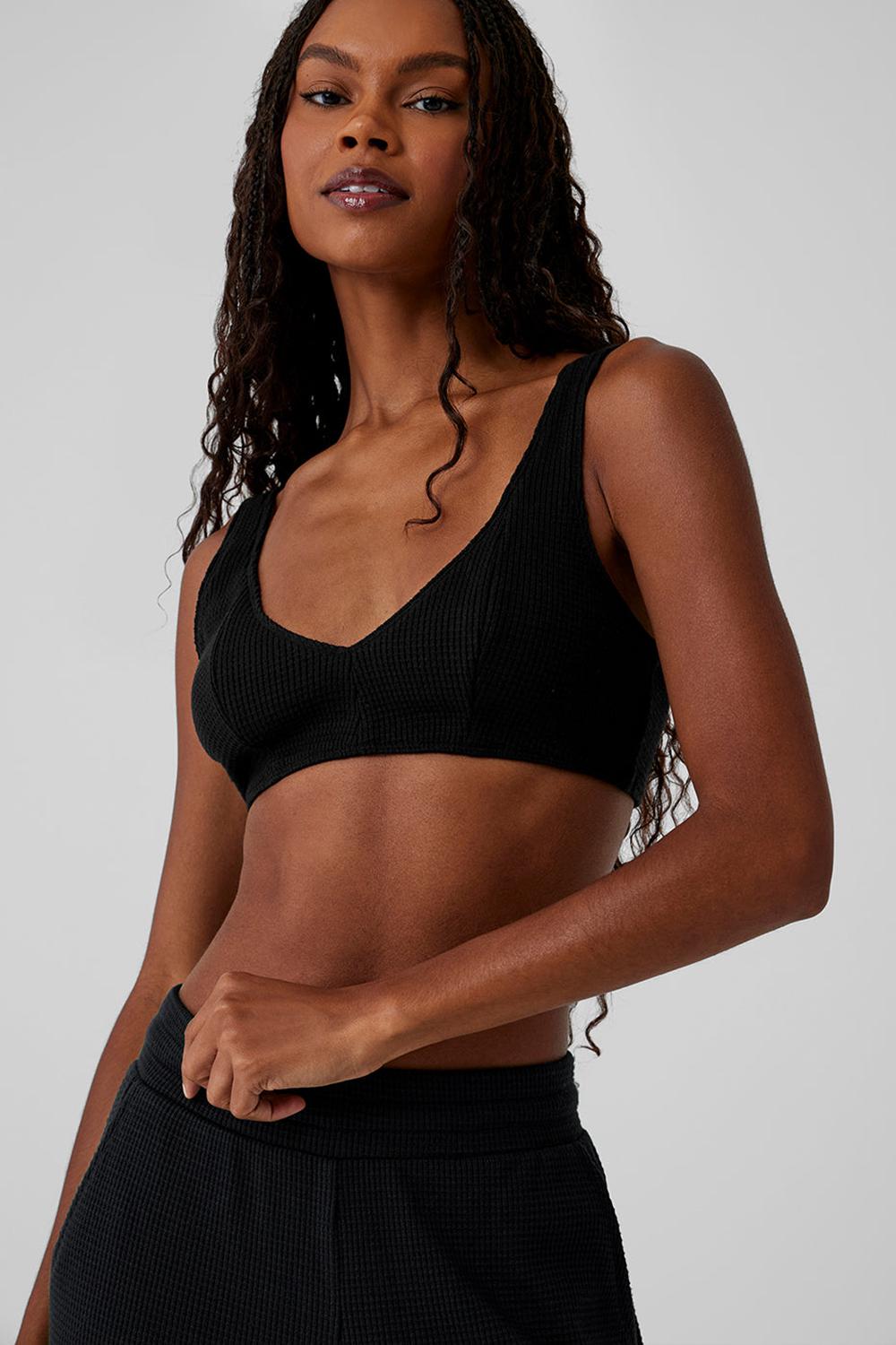 Sujetador Deportivo Alo Yoga Waffle Weekend Escape Mujer Negros | Mexico  HDS-319267