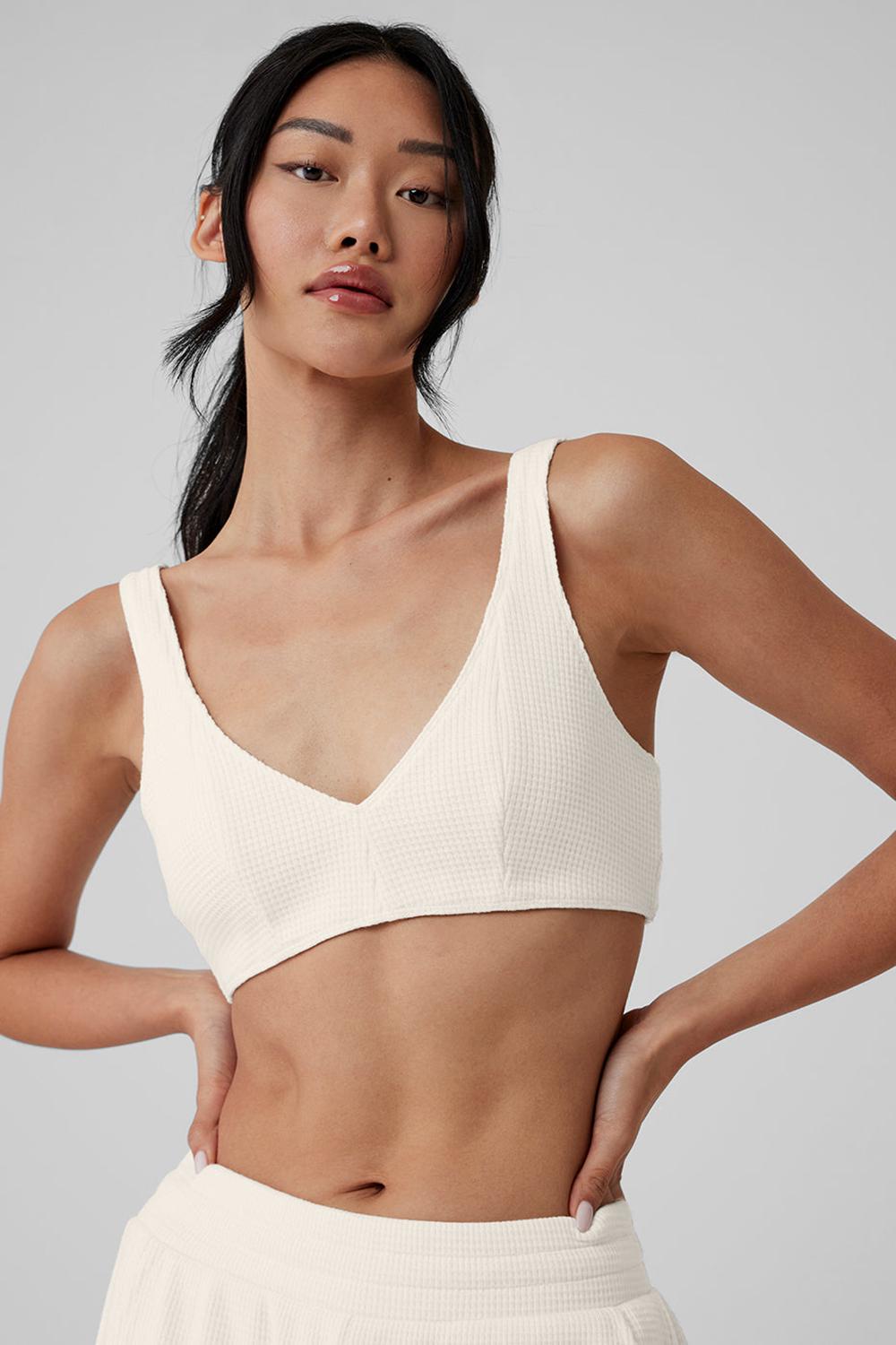Sujetador Deportivo Alo Yoga Waffle Weekend Escape Mujer Ivory | Mexico  ISU-302157