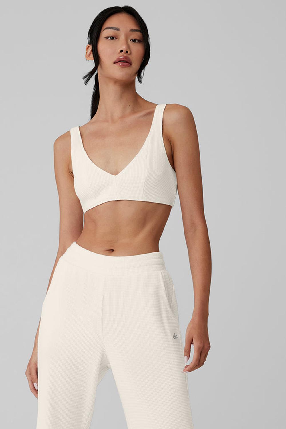 Sujetador Deportivo Alo Yoga Waffle Weekend Escape Mujer Ivory | Mexico  ISU-302157