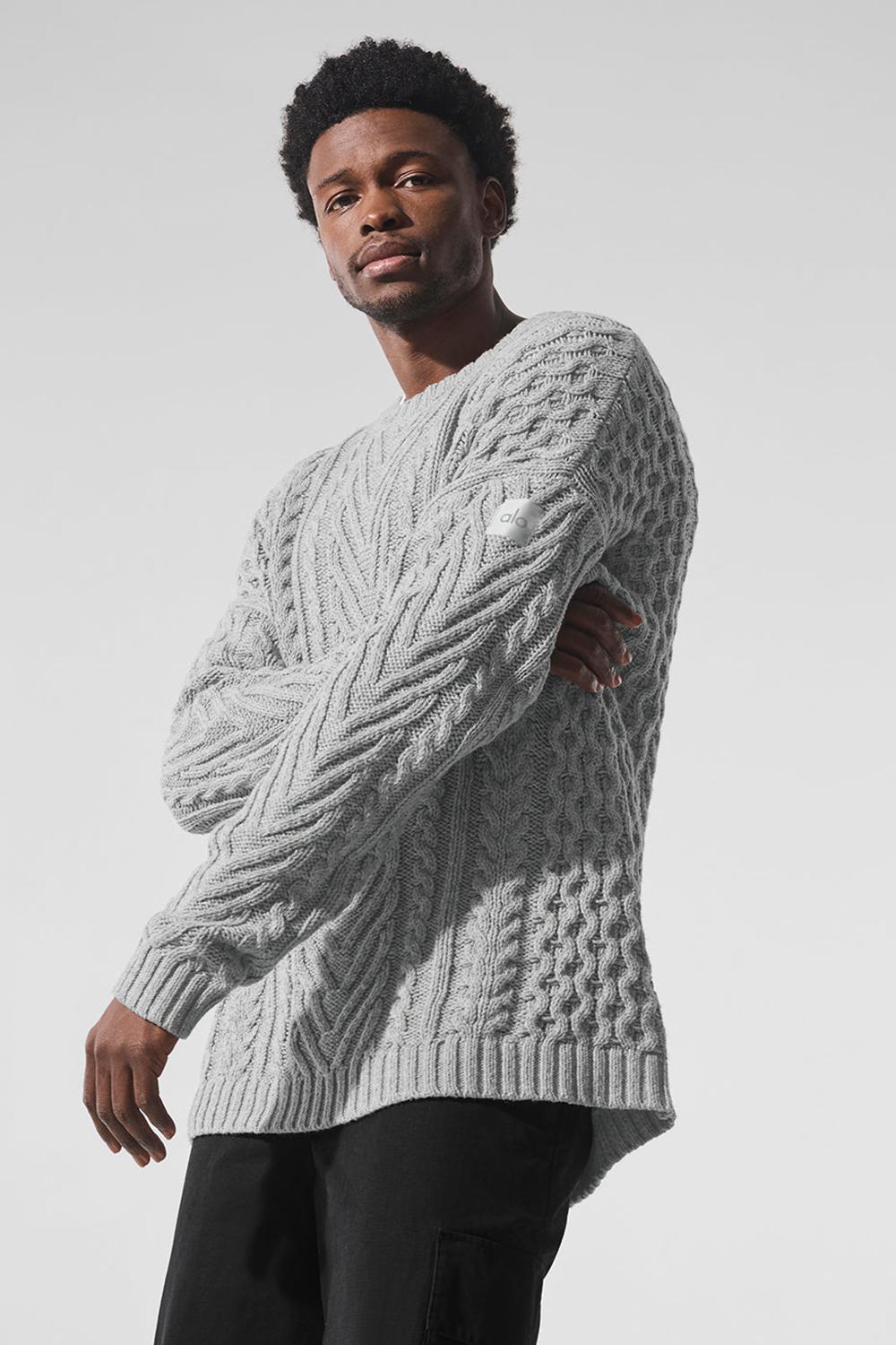 Suéteres Alo Yoga Cable Knit Crew Neck Hombre Grises | Mexico  NGK-089253