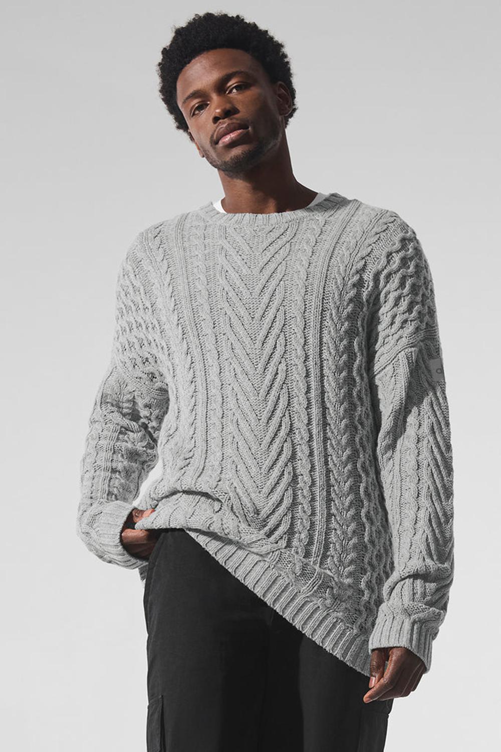 Suéteres Alo Yoga Cable Knit Crew Neck Hombre Grises | Mexico  NGK-089253