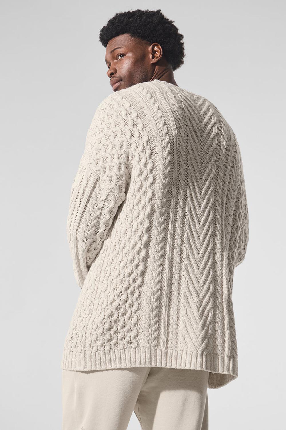 Suéteres Alo Yoga Cable Knit Crew Neck Hombre Bone | Mexico  SXY-247539