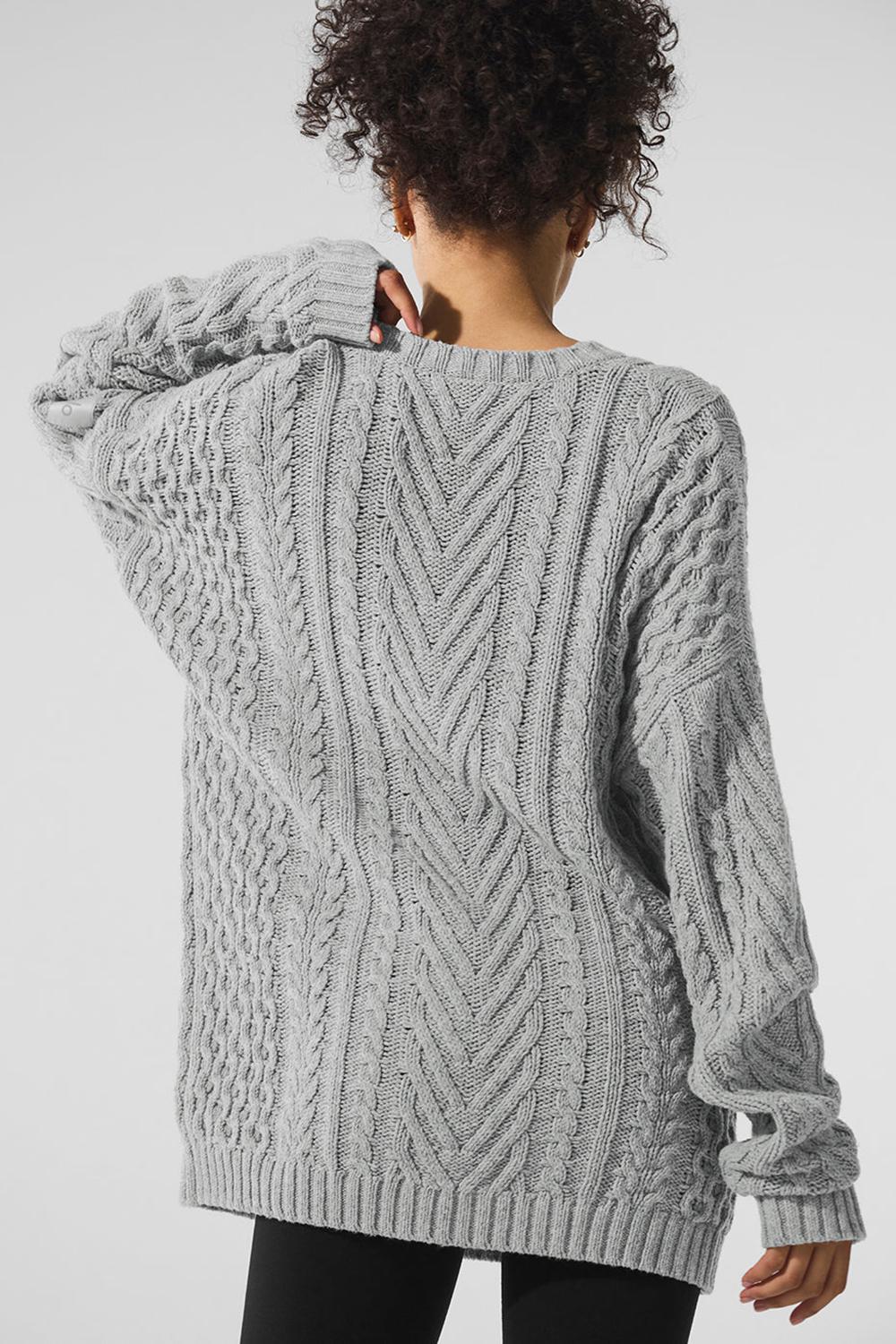 Suéteres Alo Yoga Cable Knit Crew Neck Mujer Grises | Mexico  JIW-216853
