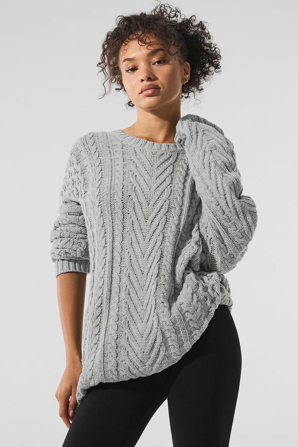 Suéteres Alo Yoga Cable Knit Crew Neck Mujer Grises | Mexico  JIW-216853