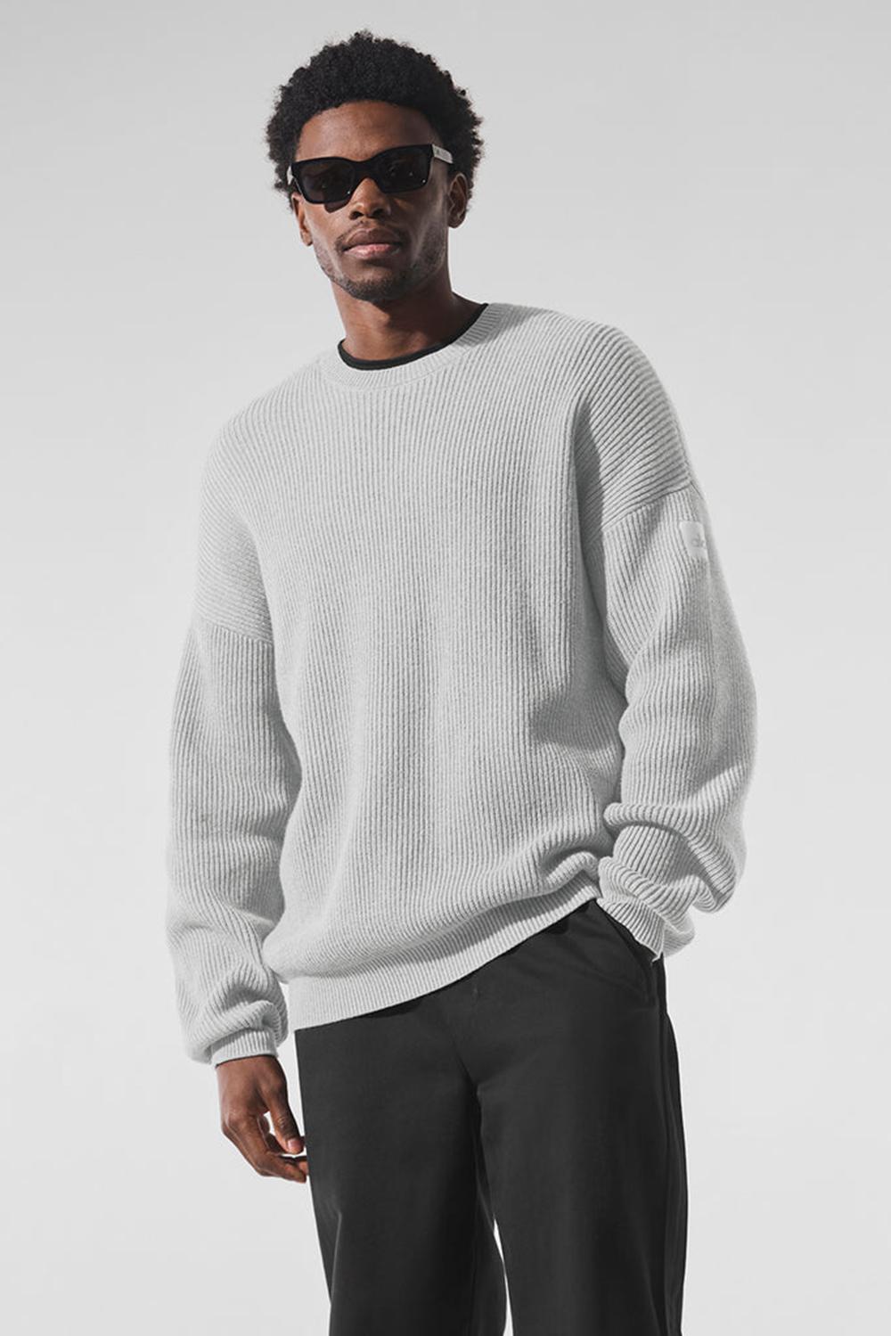 Suéteres Alo Yoga Domain Rib Knit Crew Hombre Grises | Mexico  SXT-379851