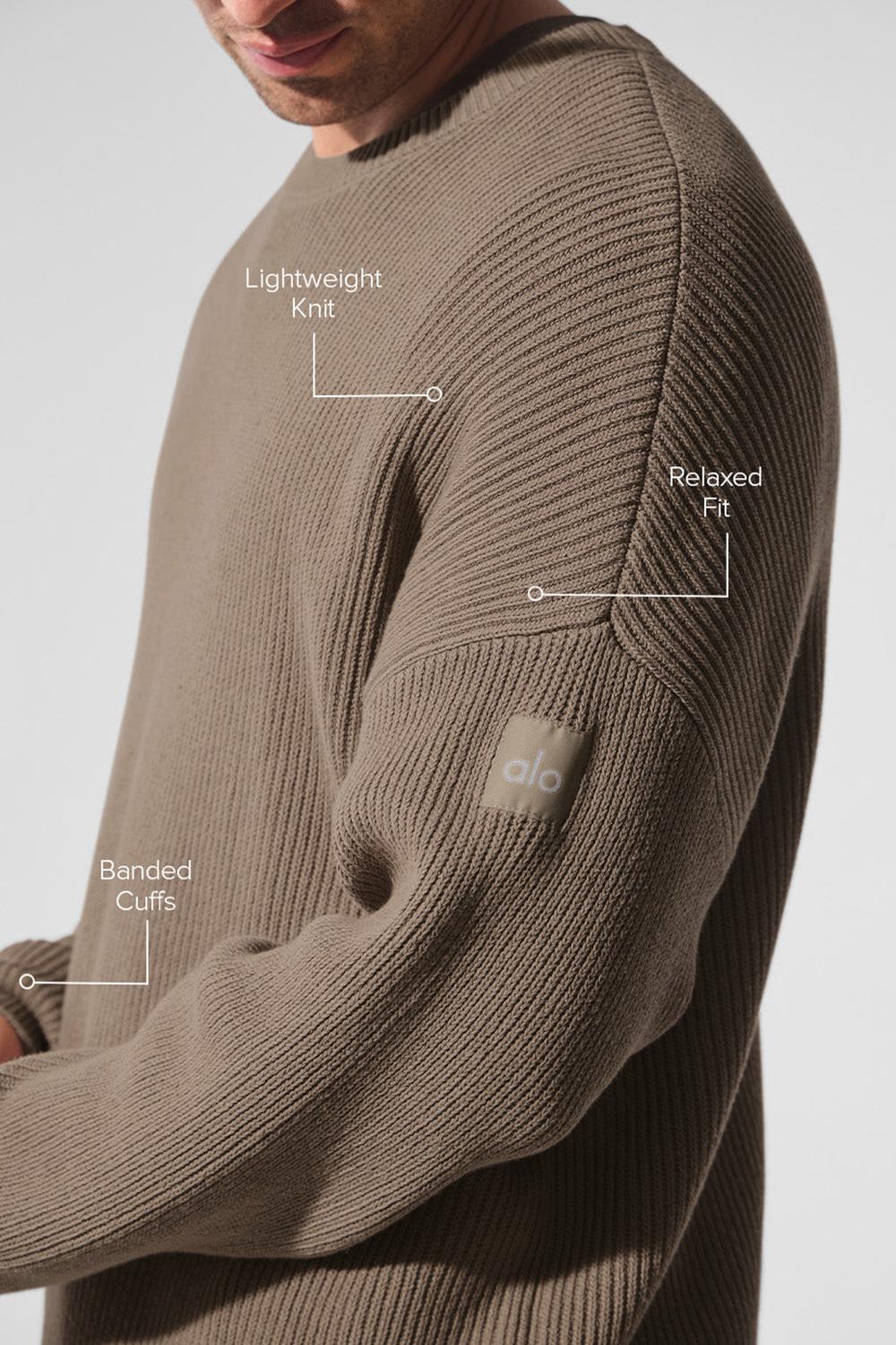 Suéteres Alo Yoga Domain Rib Knit Crew Hombre Gravel | Mexico  YID-540139