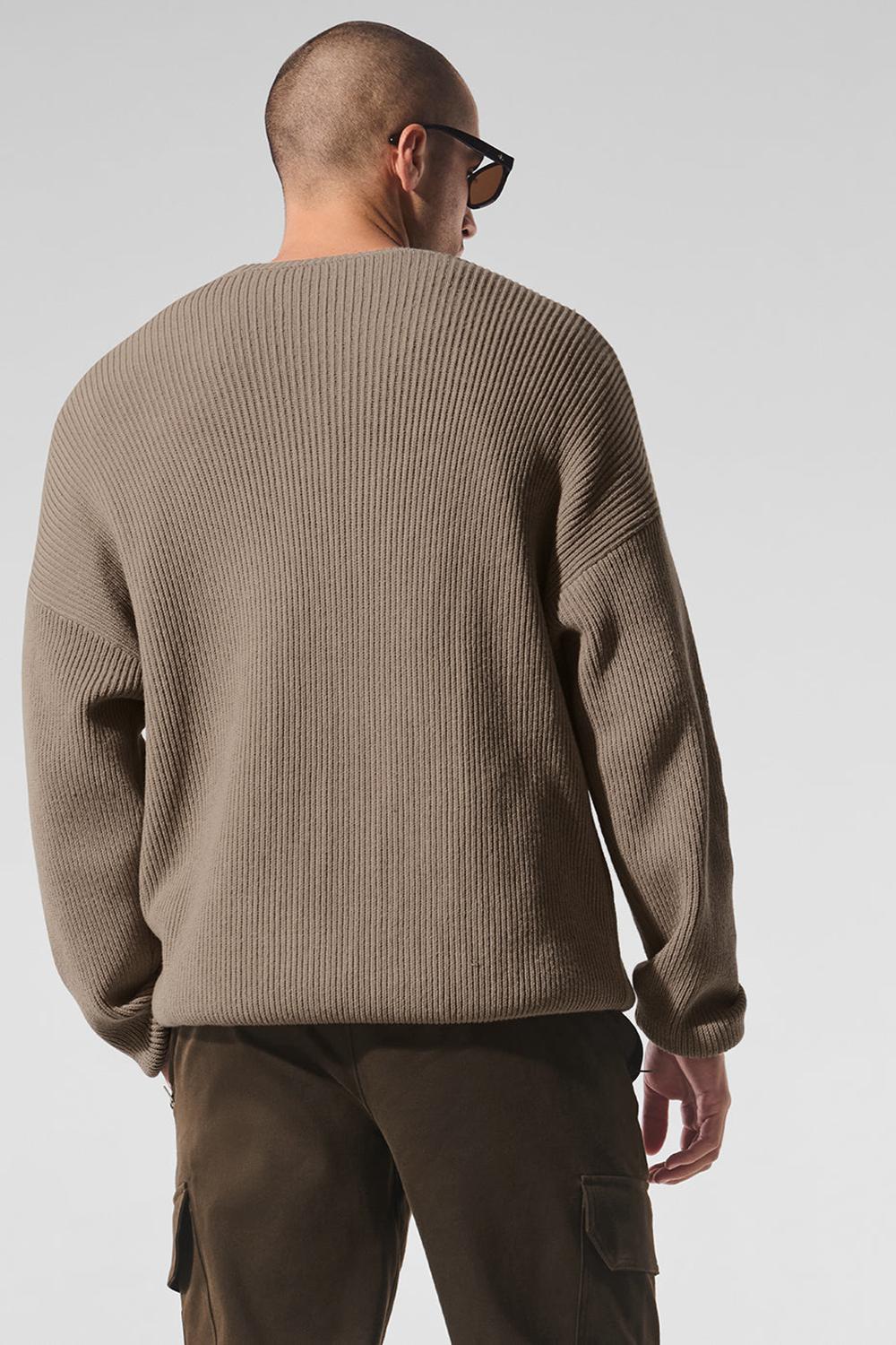 Suéteres Alo Yoga Domain Rib Knit Crew Hombre Gravel | Mexico  YID-540139