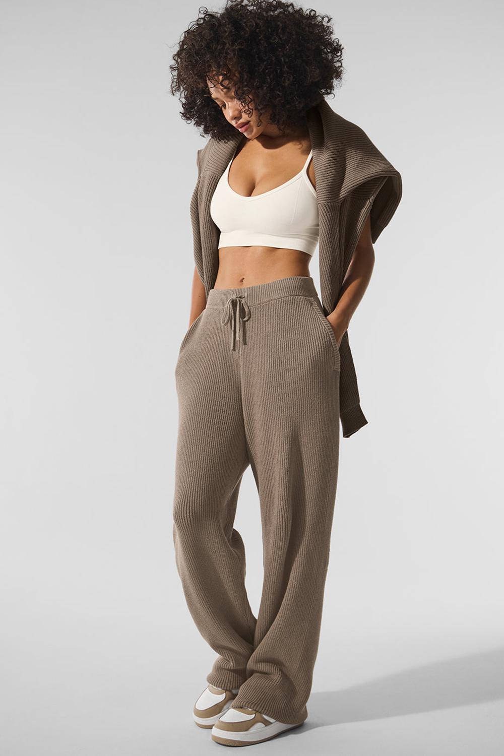 Suéteres Alo Yoga Domain Rib Knit Crew Mujer Gravel | Mexico  EGO-219356