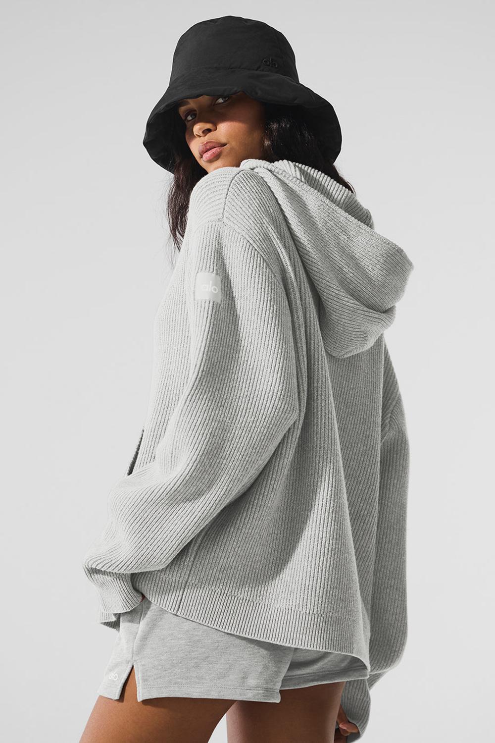 Suéteres Alo Yoga Domain Rib Knit Full Zip Mujer Grises | Mexico  EZI-843970