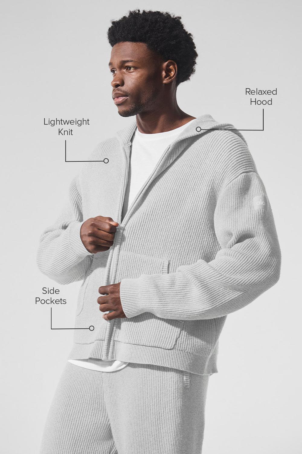 Suéteres Alo Yoga Domain Rib Knit Full Zip Hombre Grises | Mexico  YXK-724806