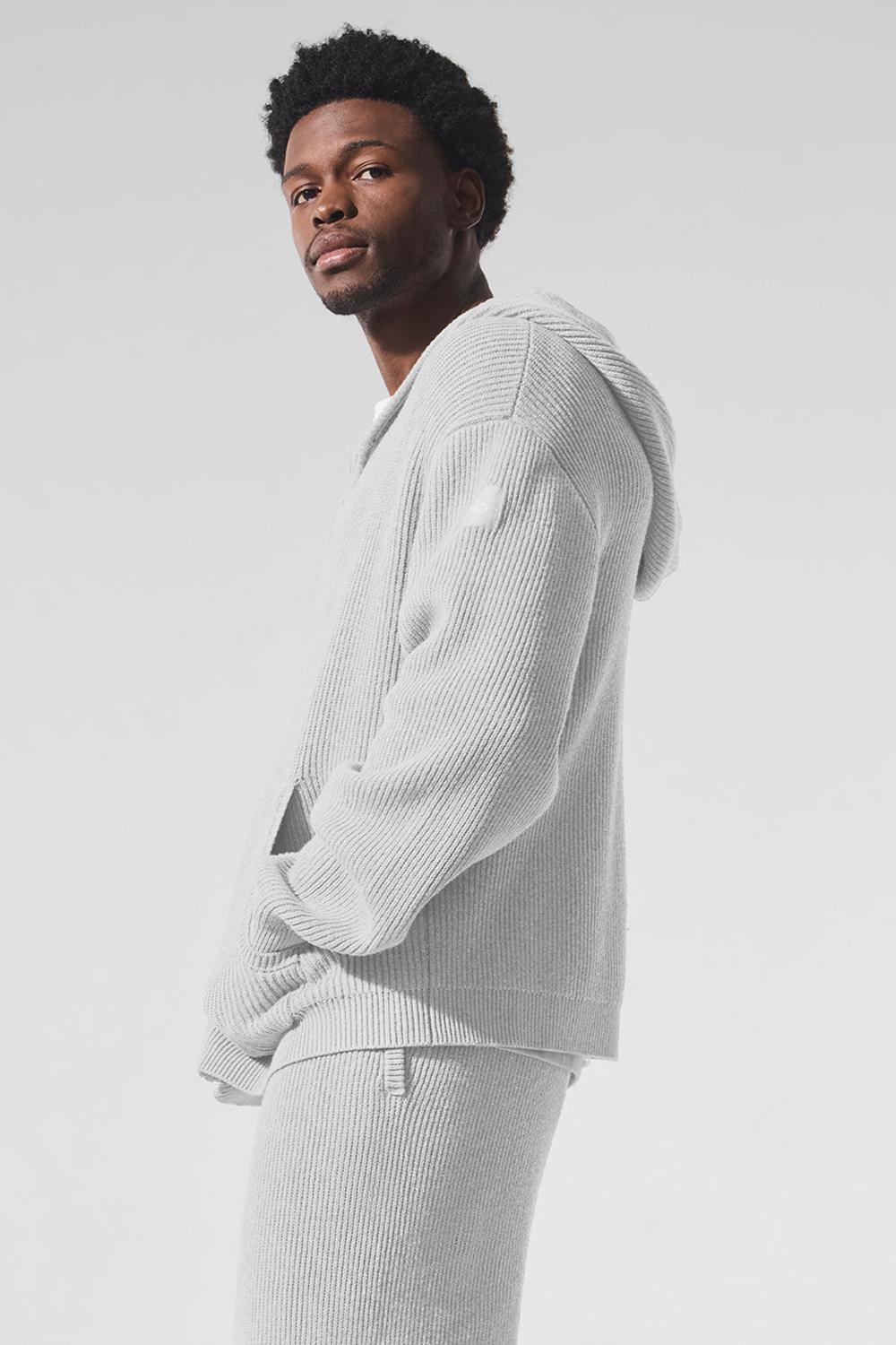 Suéteres Alo Yoga Domain Rib Knit Full Zip Hombre Grises | Mexico  YXK-724806