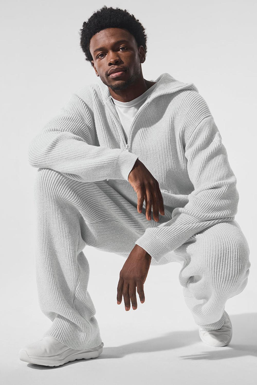 Suéteres Alo Yoga Domain Rib Knit Full Zip Hombre Grises | Mexico  YXK-724806