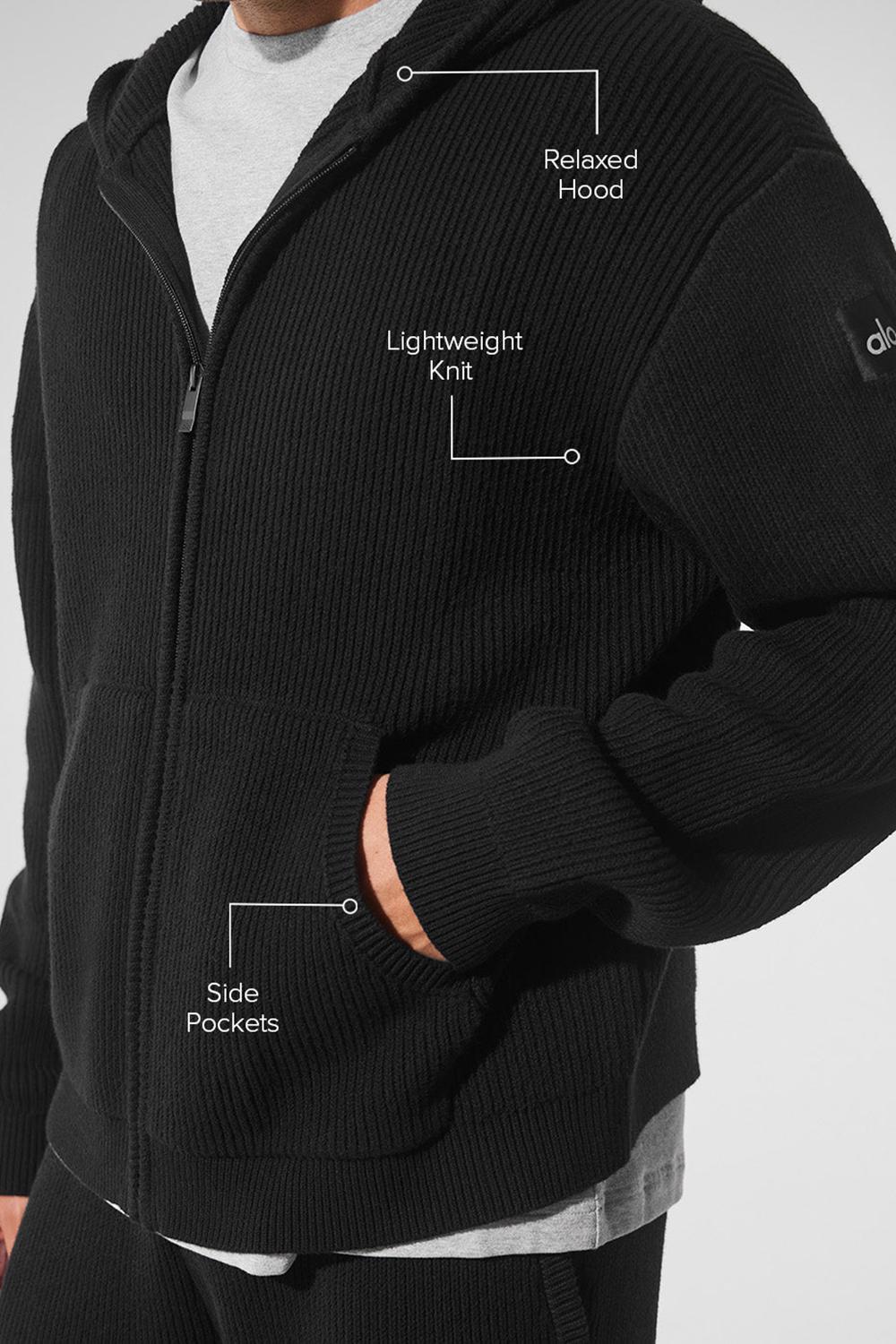 Suéteres Alo Yoga Domain Rib Knit Full Zip Hombre Negros | Mexico  KHG-710598