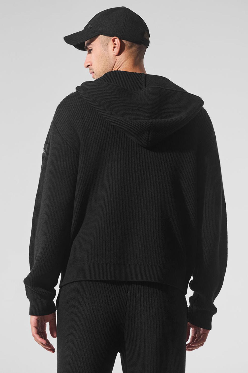 Suéteres Alo Yoga Domain Rib Knit Full Zip Hombre Negros | Mexico  KHG-710598