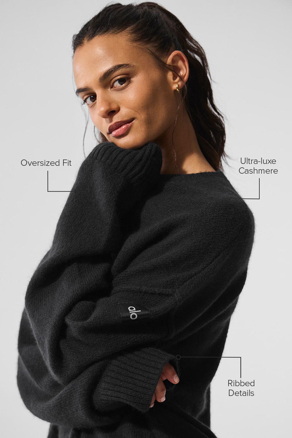 Suéteres Alo Yoga New Class Cashmere Crewneck Mujer Negros | Mexico  WAG-048935