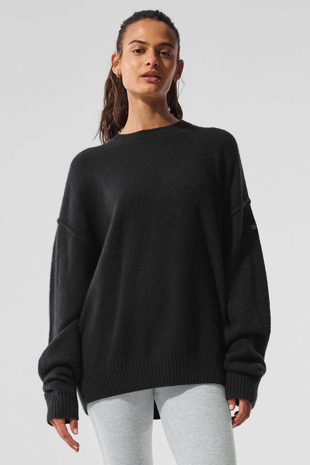Suéteres Alo Yoga New Class Cashmere Crewneck Mujer Negros | Mexico  WAG-048935