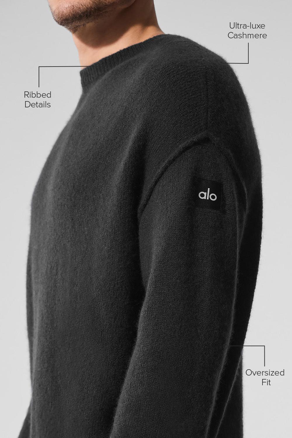 Suéteres Alo Yoga New Class Cashmere Crewneck Hombre Negros | Mexico  UXS-615209
