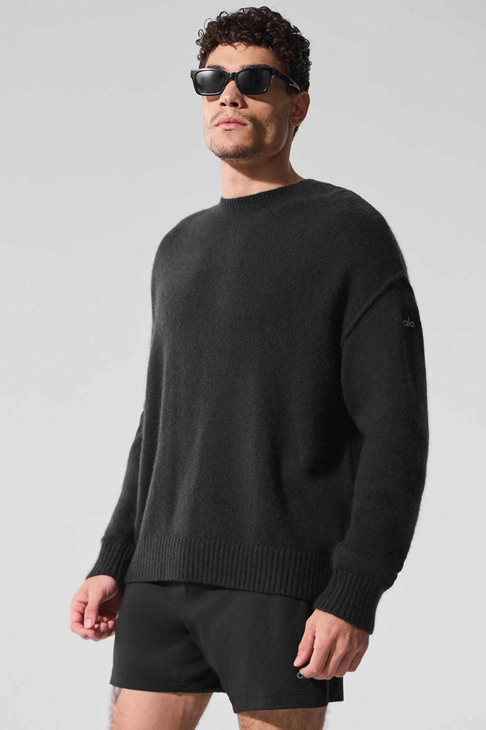 Suéteres Alo Yoga New Class Cashmere Crewneck Hombre Negros | Mexico  UXS-615209