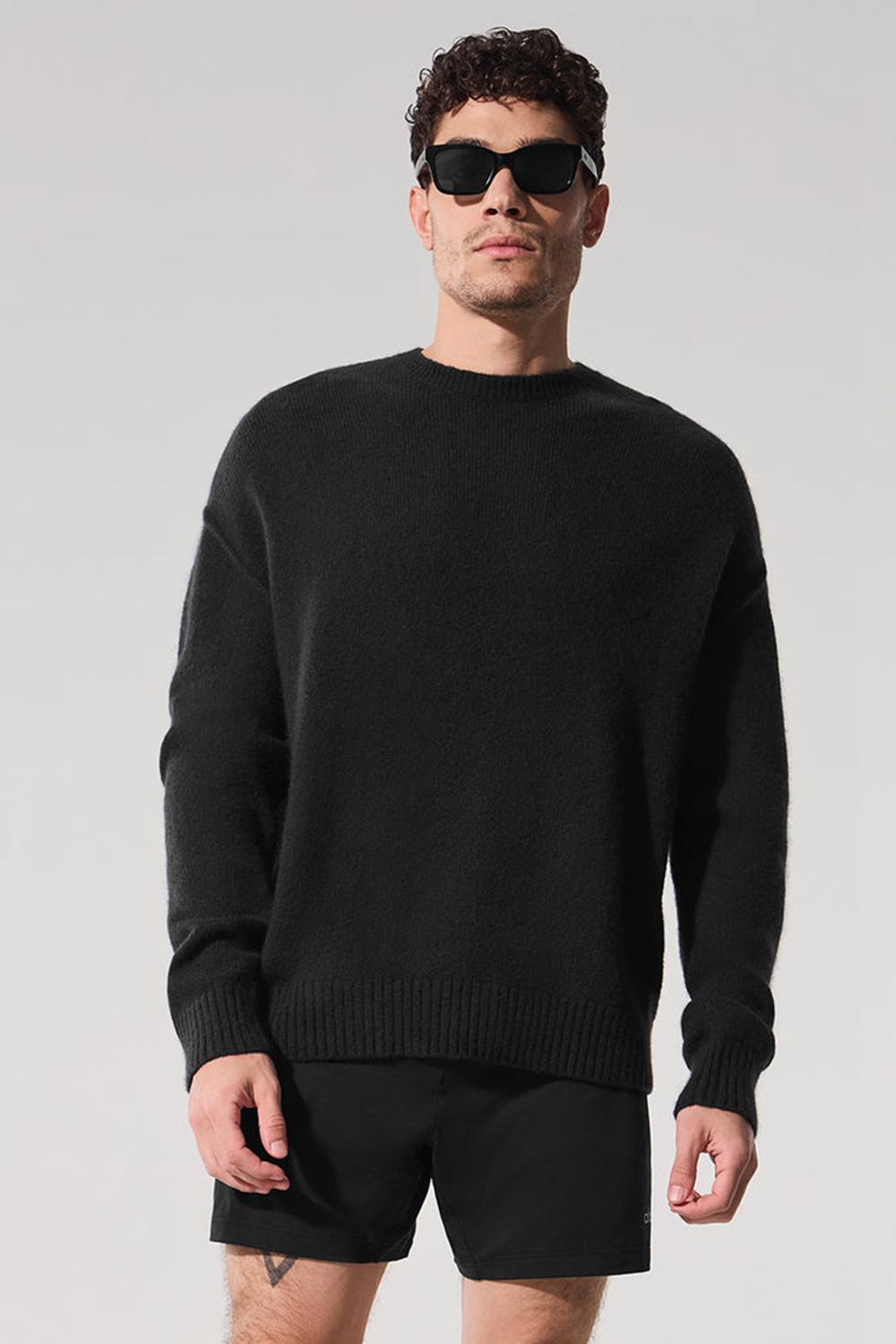 Suéteres Alo Yoga New Class Cashmere Crewneck Hombre Negros | Mexico  UXS-615209