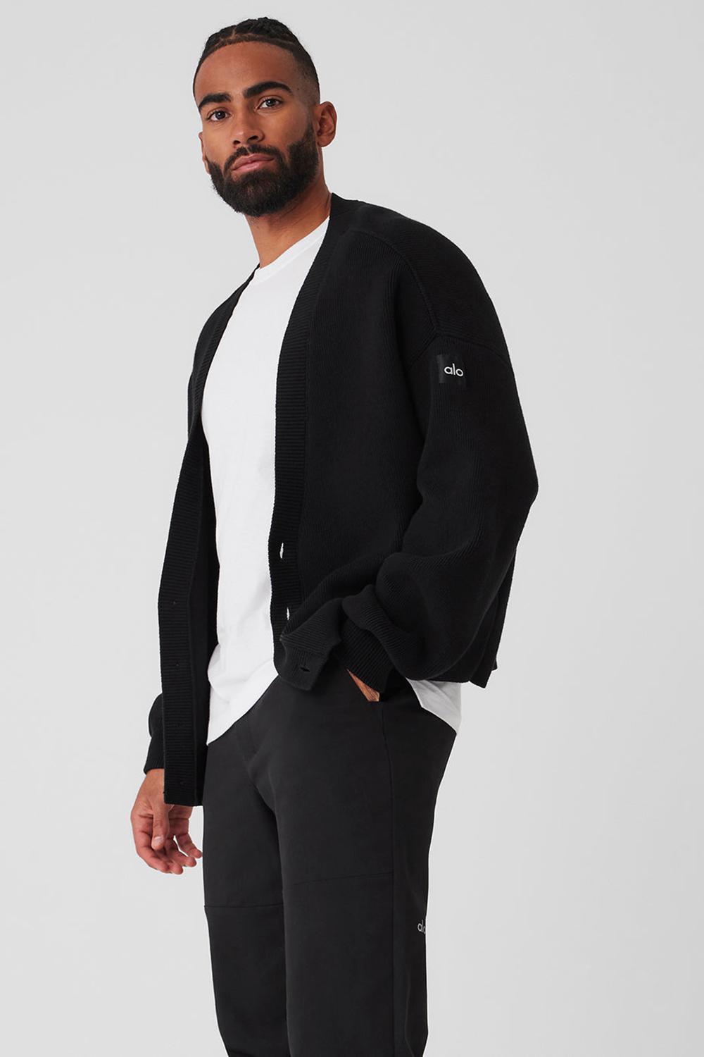 Suéteres Alo Yoga Scholar Cardigan Hombre Negros | Mexico  OWT-970531