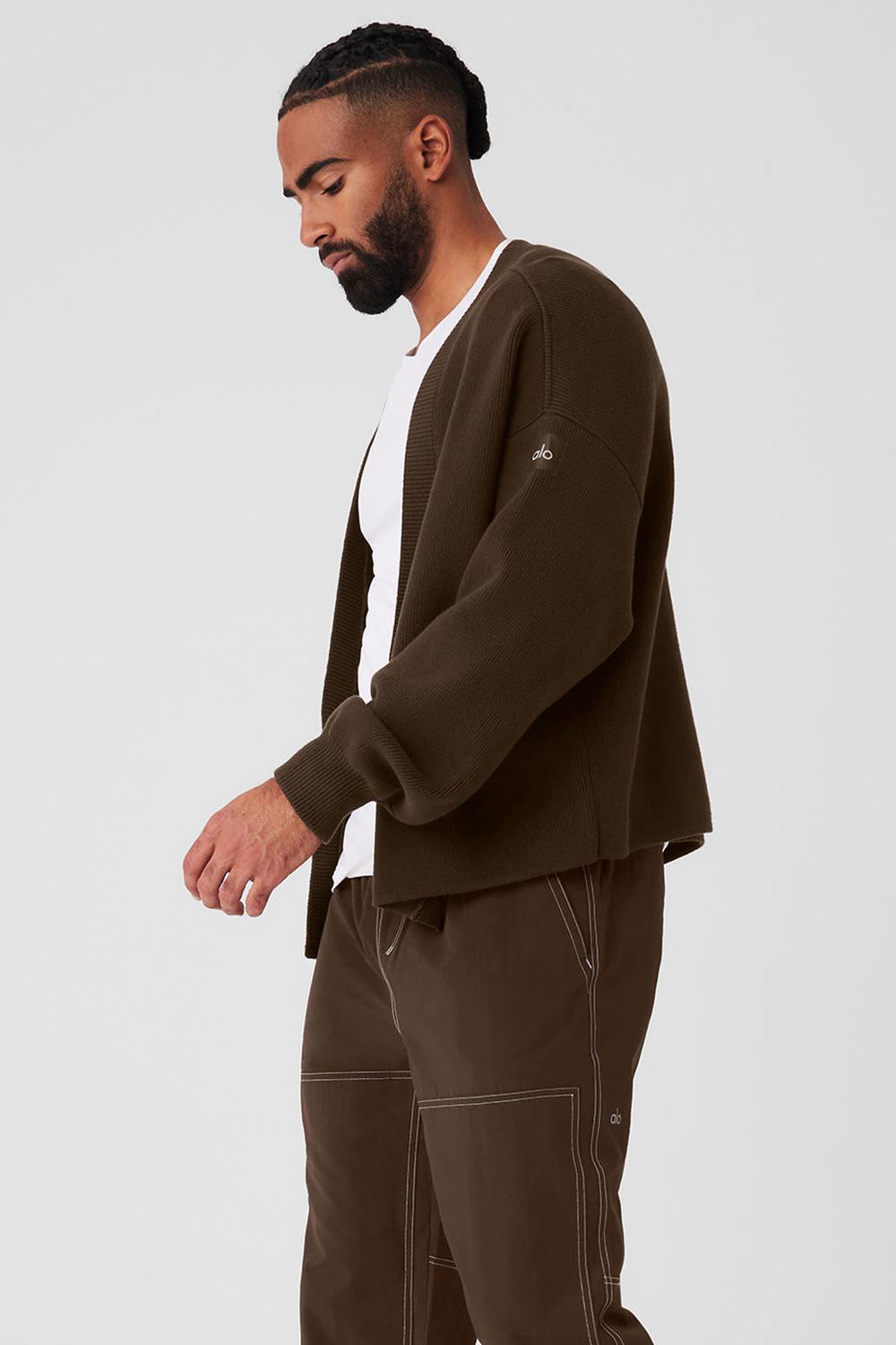 Suéteres Alo Yoga Scholar Cardigan Hombre Espresso | Mexico  ZGB-392107