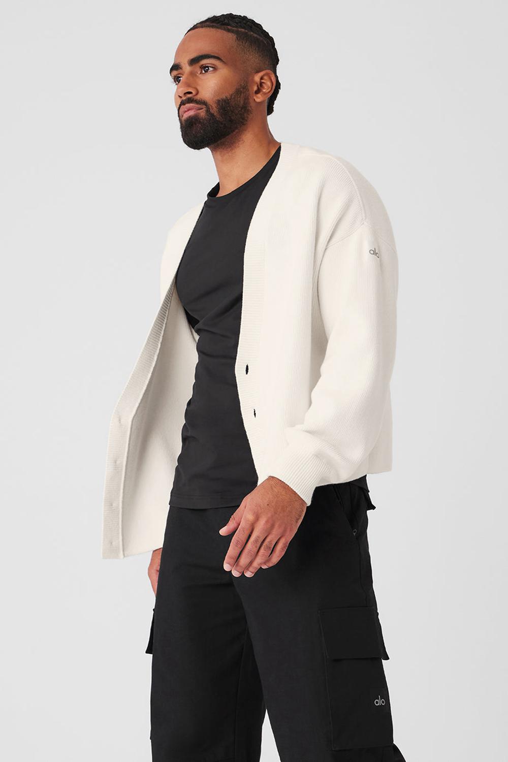 Suéteres Alo Yoga Scholar Cardigan Hombre Ivory | Mexico  JID-394650