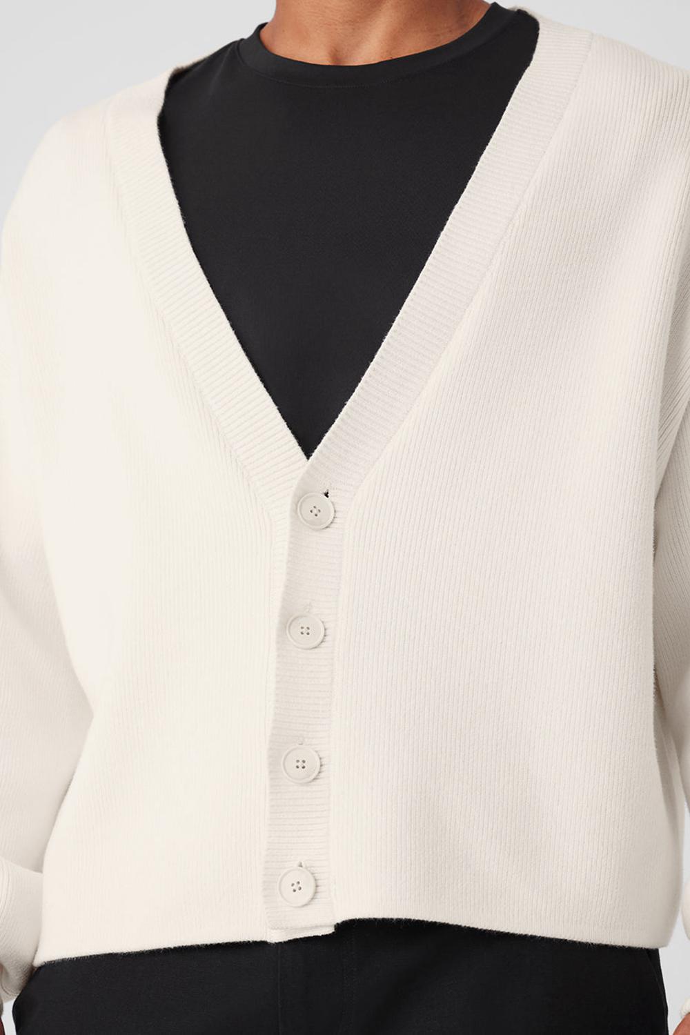 Suéteres Alo Yoga Scholar Cardigan Hombre Ivory | Mexico  JID-394650