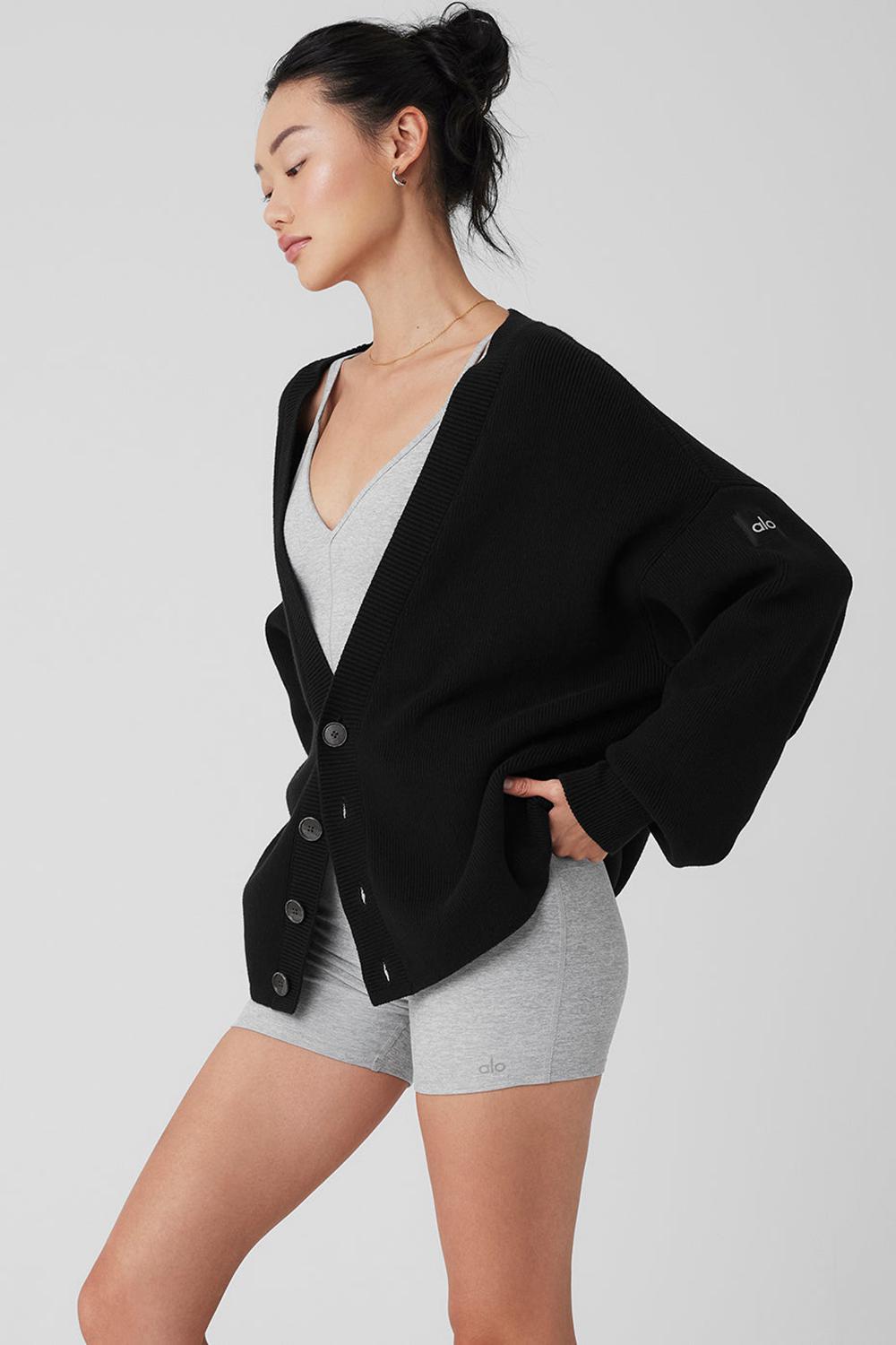 Suéteres Alo Yoga Scholar Cardigan Mujer Negros | Mexico  XAH-539264