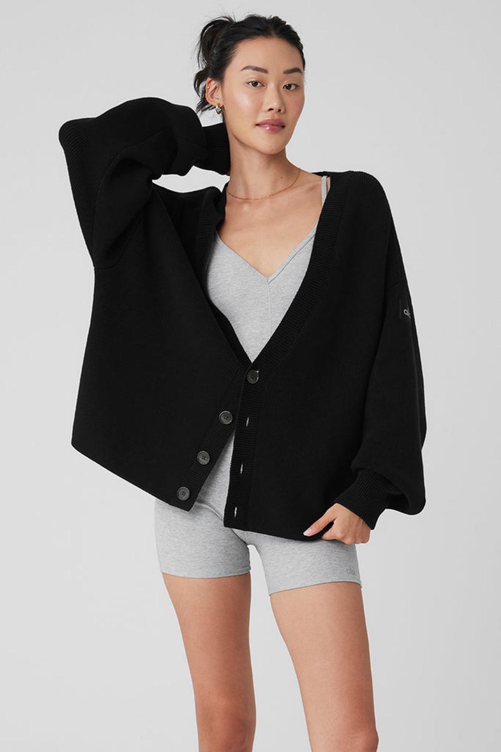Suéteres Alo Yoga Scholar Cardigan Mujer Negros | Mexico  XAH-539264