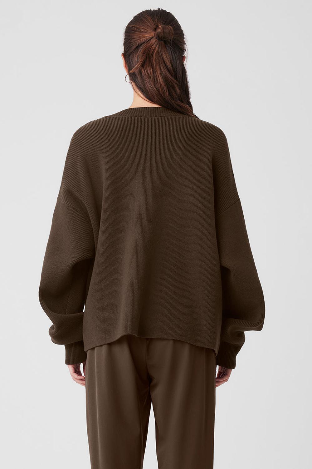 Suéteres Alo Yoga Scholar Cardigan Mujer Espresso | Mexico  TAN-685910
