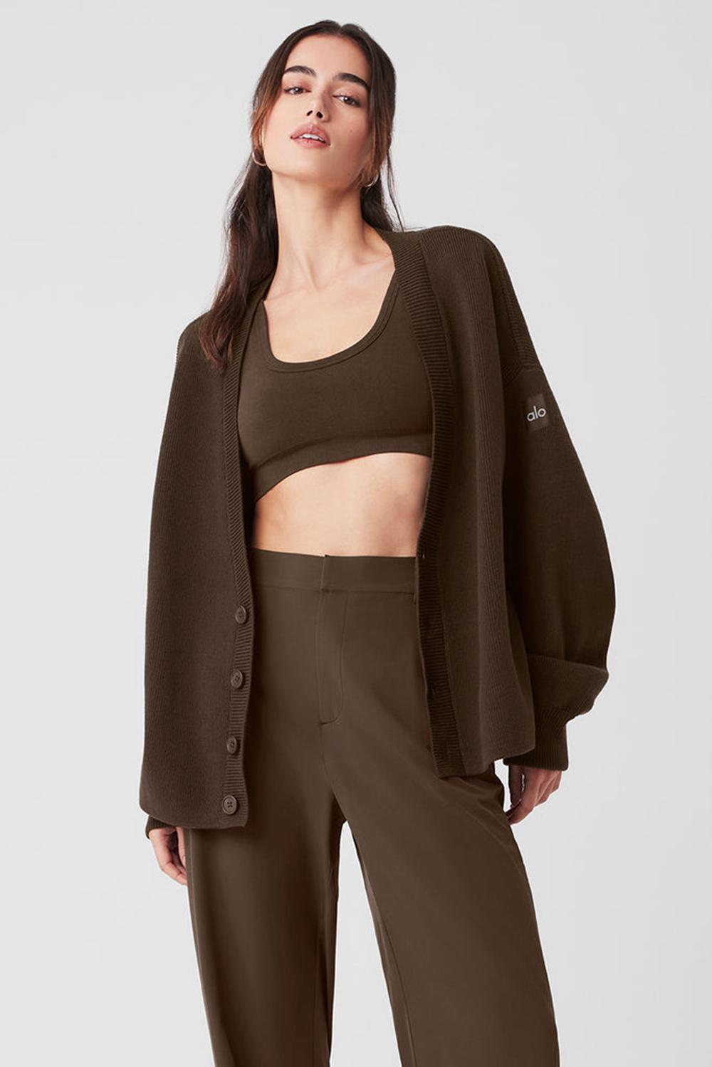 Suéteres Alo Yoga Scholar Cardigan Mujer Espresso | Mexico  TAN-685910