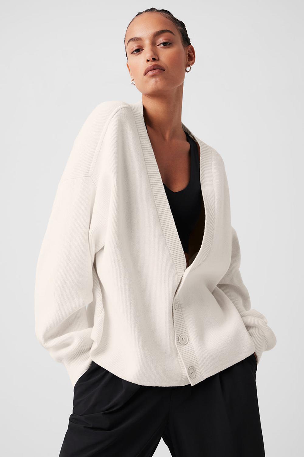 Suéteres Alo Yoga Scholar Cardigan Mujer Ivory | Mexico  RJQ-509813